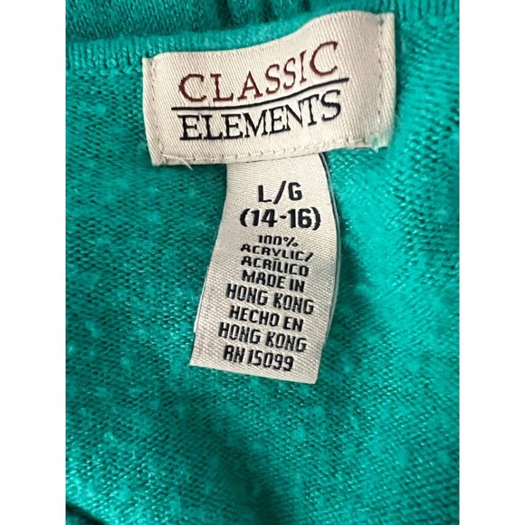 Classic Elements Women’s sweater size large (14-16) Green sequins cable knit - Picture 9 of 14